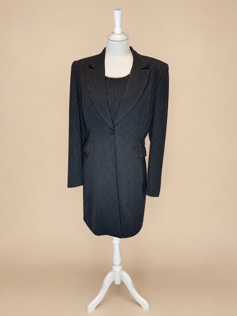 Vintage Taifun Collection Black Pinstripe 2-Piece Suit Set Size 12 (EU 38)